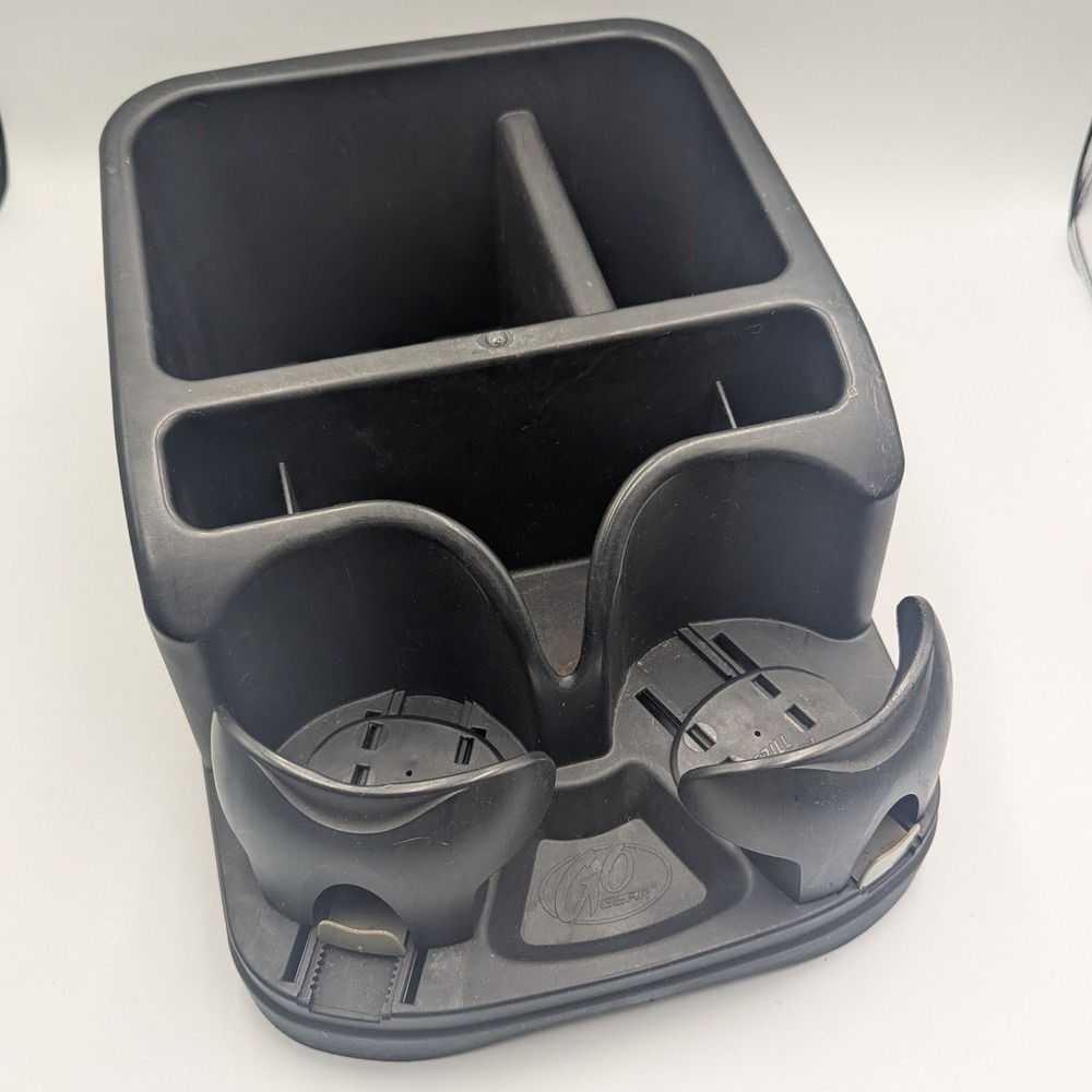 Go Gear Console Organizer Black Plastic Dual Cup Holder Storage Tray